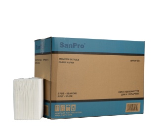 SanPro® White Dinner Napkins 2 ply cs/20pk x 120s Sheets